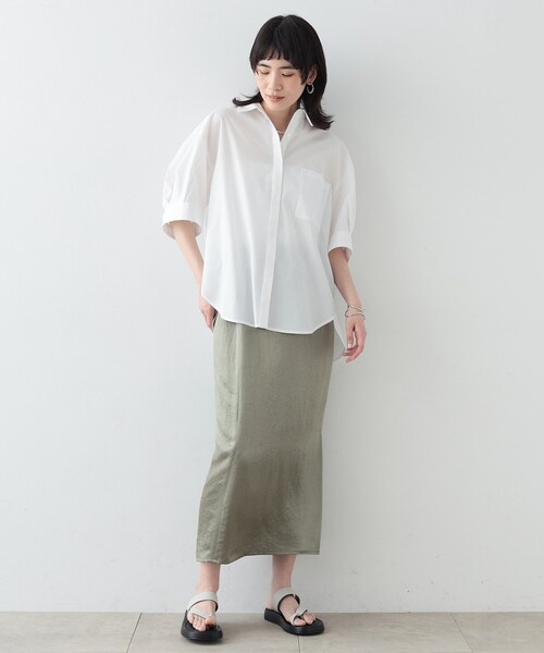 GALLEST（ギャレスト）の「◆タックスリーブフォルムシャツ（シャツ/ブラウス・レディース・ライトブルー/ダークブラウン/ホワイト・34/38）」の4枚目の写真