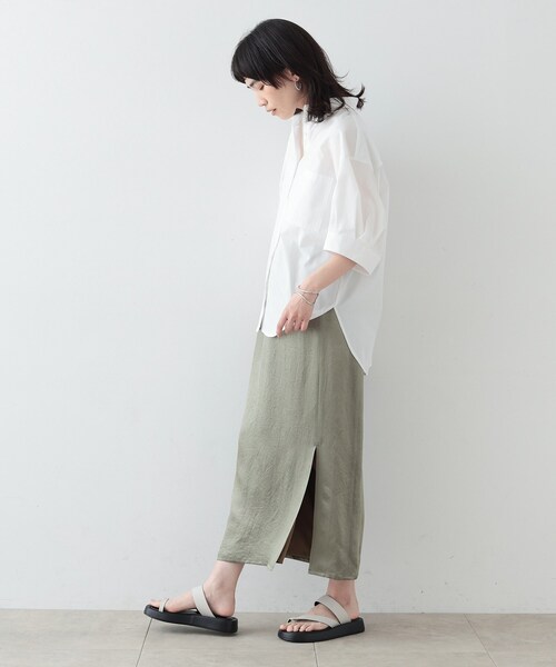 GALLEST（ギャレスト）の「◆タックスリーブフォルムシャツ（シャツ/ブラウス・レディース・ライトブルー/ダークブラウン/ホワイト・34/38）」の6枚目の写真