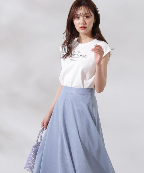 PROPORTION BODY DRESSING（プロポーションボディドレッシング）の「フレンチスリーブロゴＴシャツ（Tシャツ/カットソー・レディース・ホワイト系その他/ピンク・FREE）」の8枚目の写真