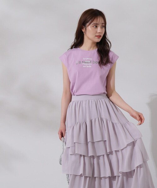 PROPORTION BODY DRESSING（プロポーションボディドレッシング）の「フレンチスリーブロゴＴシャツ（Tシャツ/カットソー・レディース・ホワイト系その他/ピンク・FREE）」の21枚目の写真