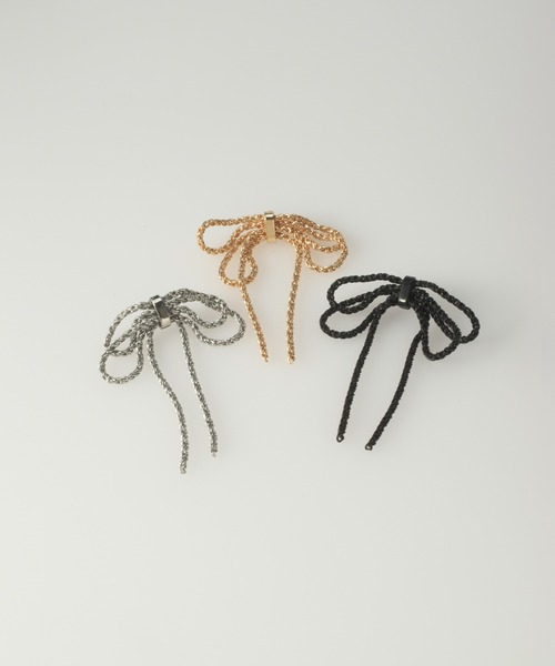 GOLDY(ゴールディ)の「レイヤード チェーン リボン イヤリング(イヤリング・レディース・ゴールド/ブラウン/ブラック/シルバー・FREE)」の6枚目の写真