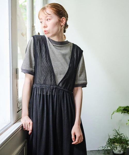 Crisp（クリスプ）の「Vネックメッシュレースワンピース（ワンピース・レディース・ブラック/アイボリー・FREE）」の21枚目の写真