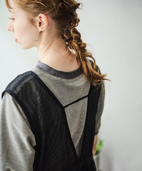 Crisp（クリスプ）の「Vネックメッシュレースワンピース（ワンピース・レディース・ブラック/アイボリー・FREE）」の19枚目の写真