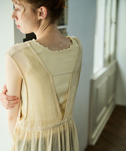 Crisp（クリスプ）の「Vネックメッシュレースワンピース（ワンピース・レディース・ブラック/アイボリー・FREE）」の12枚目の写真