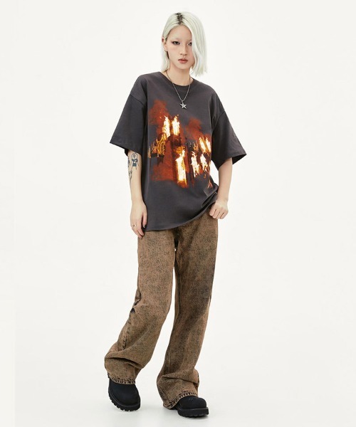 オーバーサイズ ファイヤーフォトプリントTシャツ（Tシャツ/カットソー）｜Ressaca（レサーカ）