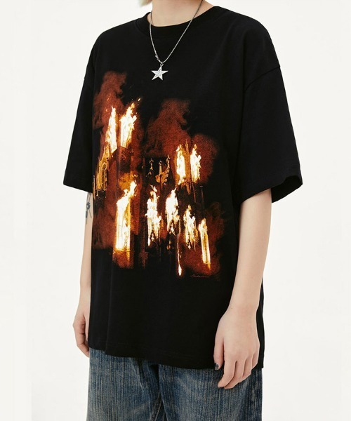 オーバーサイズ ファイヤーフォトプリントTシャツ（Tシャツ/カットソー）｜Ressaca（レサーカ）
