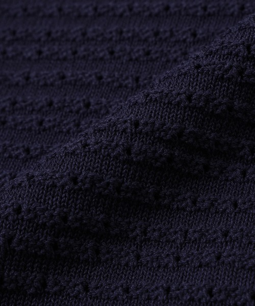 NANO universe(ナノユニバース)の「アイレットジャガードボーダーポロシャツ 半袖(ポロシャツ・メンズ・ダークネイビー/ブルー/ダークグリーン/ライトベージュ・L/M)」の5枚目の写真