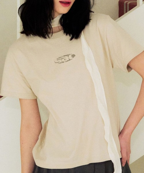 ALAND（エーランド）の「SLOW ACID／CRACKSACロゴT（Tシャツ/カットソー・レディース・チャコール/ベージュ/ホワイト・FREE）」の3枚目の写真