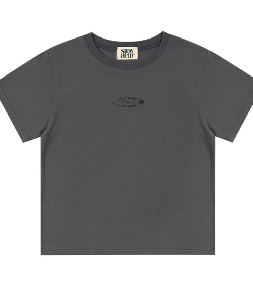 ALAND（エーランド）の「SLOW ACID／CRACKSACロゴT（Tシャツ/カットソー・レディース・チャコール/ベージュ/ホワイト・FREE）」の13枚目の写真