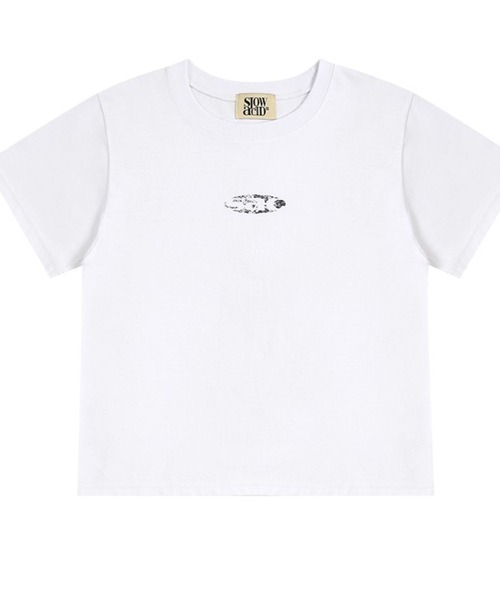 ALAND（エーランド）の「SLOW ACID／CRACKSACロゴT（Tシャツ/カットソー・レディース・チャコール/ベージュ/ホワイト・FREE）」の19枚目の写真