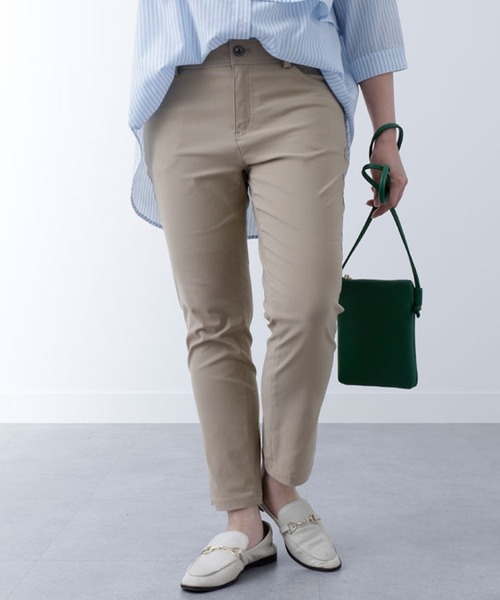 BELLUNA PLUS（ベルーナ）の「美脚ストレッチ麻入りアンクルパンツ６６丈（その他パンツ・レディース・ネイビー/ベージュ/ライトグレー/ライトベージュ/ブルーグリーン/ブルー/グレー・SMALL/MEDIUM/LARGE/X-LARGE）」の4枚目の写真