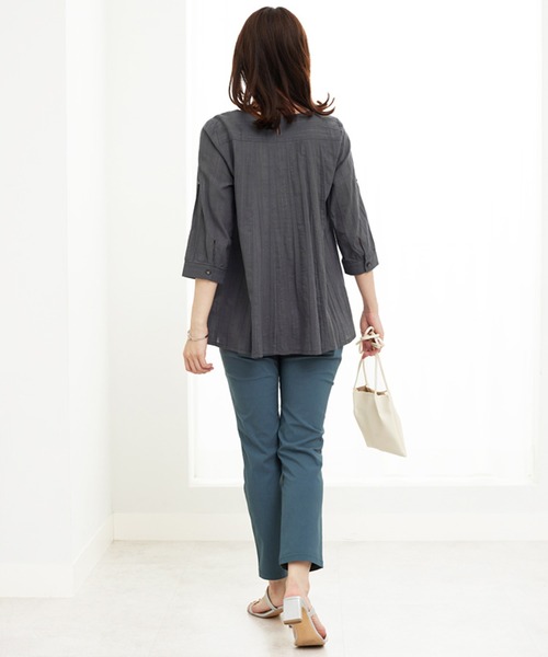 BELLUNA PLUS（ベルーナ）の「美脚ストレッチ麻入りアンクルパンツ６６丈（その他パンツ・レディース・ネイビー/ベージュ/ライトグレー/ライトベージュ/ブルーグリーン/ブルー/グレー・SMALL/MEDIUM/LARGE/X-LARGE）」の16枚目の写真