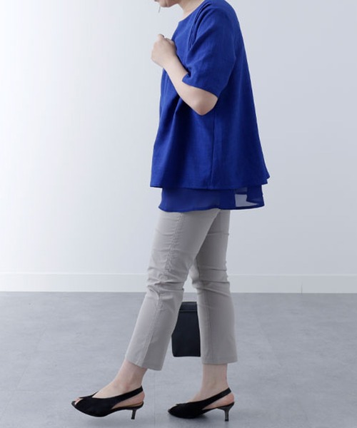 BELLUNA PLUS（ベルーナ）の「美脚ストレッチ麻入りアンクルパンツ６６丈（その他パンツ・レディース・ネイビー/ベージュ/ライトグレー/ライトベージュ/ブルーグリーン/ブルー/グレー・SMALL/MEDIUM/LARGE/X-LARGE）」の19枚目の写真