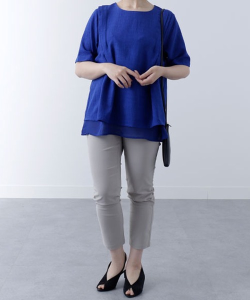 BELLUNA PLUS（ベルーナ）の「美脚ストレッチ麻入りアンクルパンツ６６丈（その他パンツ・レディース・ネイビー/ベージュ/ライトグレー/ライトベージュ/ブルーグリーン/ブルー/グレー・SMALL/MEDIUM/LARGE/X-LARGE）」の18枚目の写真
