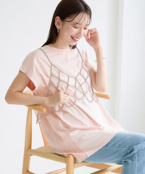 LEPSIM(レプシィム)の「サイドリブノースリーブ 129985(Tシャツ/カットソー・レディース・オフホワイト/チャコールグレー/ライトピンク・FREE)」の3枚目の写真