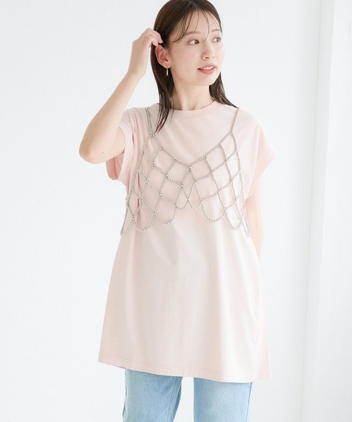 LEPSIM(レプシィム)の「サイドリブノースリーブ 129985(Tシャツ/カットソー・レディース・オフホワイト/チャコールグレー/ライトピンク・FREE)」の6枚目の写真