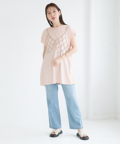 LEPSIM(レプシィム)の「サイドリブノースリーブ 129985(Tシャツ/カットソー・レディース・オフホワイト/チャコールグレー/ライトピンク・FREE)」の9枚目の写真