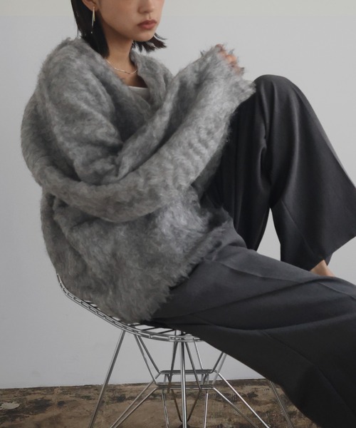 セール】ミックスシャギーVネックカーディガン（カーディガン/ボレロ