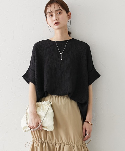 nissen（ニッセン）の「楊柳カットソージャガードゆるシルエット5分袖ドルマンプルオーバー（Tシャツ/カットソー・レディース・ブルーグレー/アイボリー/ブラウン/ブラック/グレー・LL/L/M/S）」の15枚目の写真