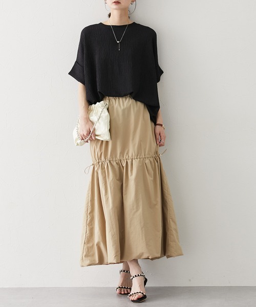 nissen（ニッセン）の「楊柳カットソージャガードゆるシルエット5分袖ドルマンプルオーバー（Tシャツ/カットソー・レディース・ブルーグレー/アイボリー/ブラウン/ブラック/グレー・LL/L/M/S）」の16枚目の写真