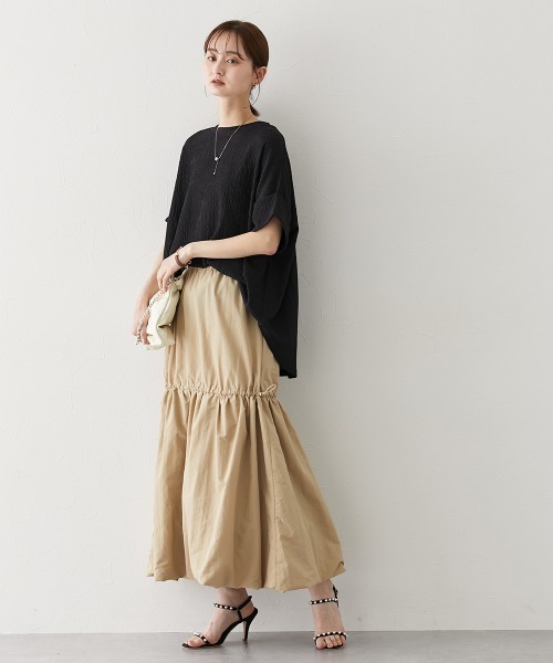 nissen（ニッセン）の「楊柳カットソージャガードゆるシルエット5分袖ドルマンプルオーバー（Tシャツ/カットソー・レディース・ブルーグレー/アイボリー/ブラウン/ブラック/グレー・LL/L/M/S）」の18枚目の写真