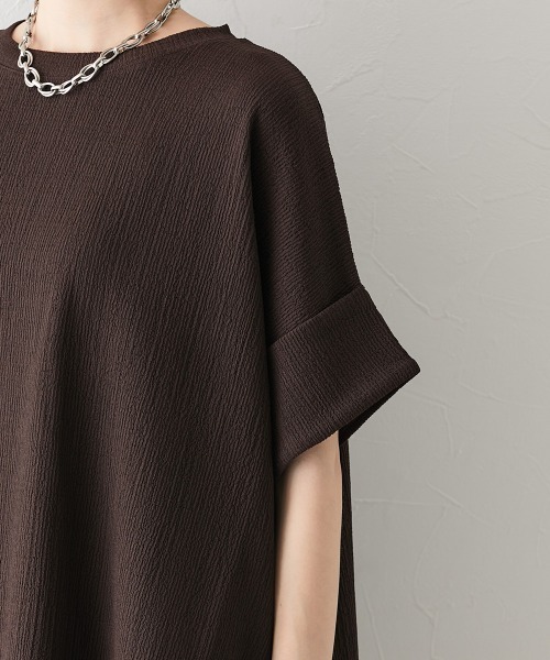 nissen（ニッセン）の「楊柳カットソージャガードゆるシルエット5分袖ドルマンプルオーバー（Tシャツ/カットソー・レディース・ブルーグレー/アイボリー/ブラウン/ブラック/グレー・LL/L/M/S）」の20枚目の写真