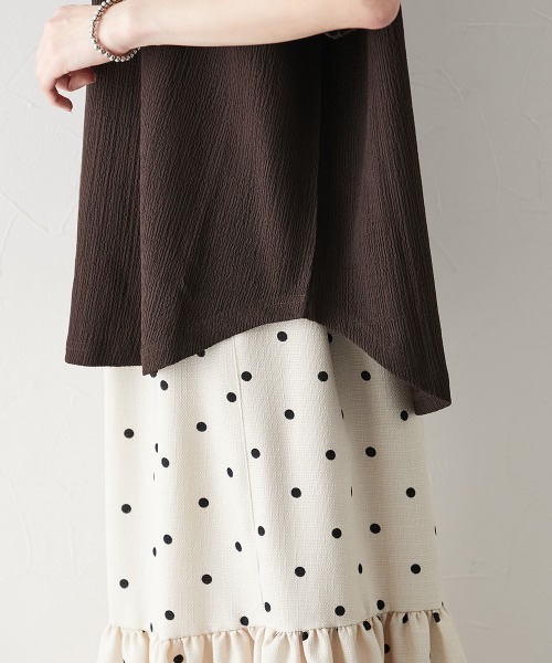 nissen（ニッセン）の「楊柳カットソージャガードゆるシルエット5分袖ドルマンプルオーバー（Tシャツ/カットソー・レディース・ブルーグレー/アイボリー/ブラウン/ブラック/グレー・LL/L/M/S）」の21枚目の写真