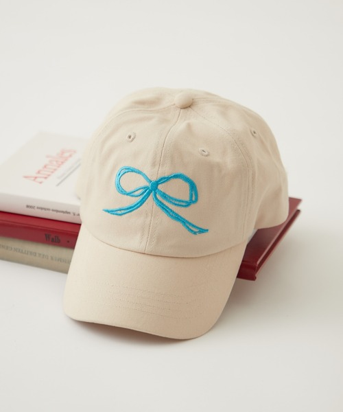 CIAOPANIC TYPY（チャオパニックティピー）の「【KIDS】リボン刺繍キャップ（キャップ・キッズ・ブラック/オフホワイト・ONE SIZE）」の10枚目の写真