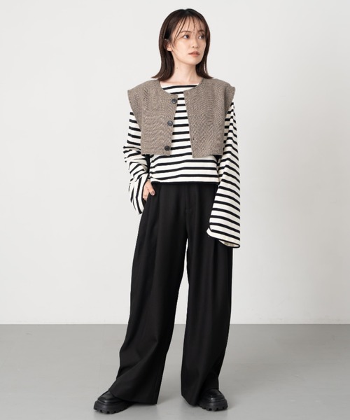 Formeque（フォルミーク）の「【Formeque】2タックワイドスラックス（スラックス・レディース・ブルー/スモークピンク/ブラック/ブラウン・M/L/S/M）」の10枚目の写真