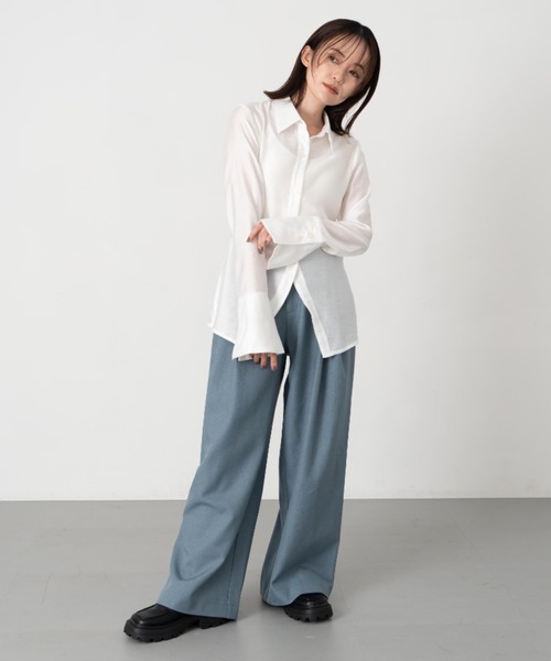 Formeque（フォルミーク）の「【Formeque】2タックワイドスラックス（スラックス・レディース・ブルー/スモークピンク/ブラック/ブラウン・M/L/S/M）」の19枚目の写真