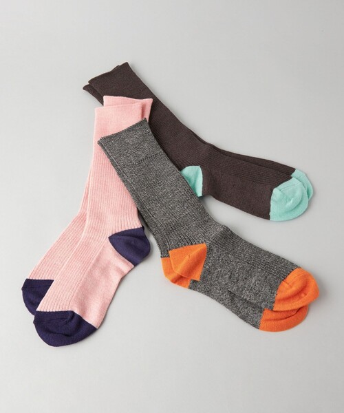 CITEN（シテン）の「＜CITEN＞バイカラー リブソックス（ソックス/靴下・レディース・ダークグレー/ダークブラウン/ライトピンク・FREE）」の7枚目の写真