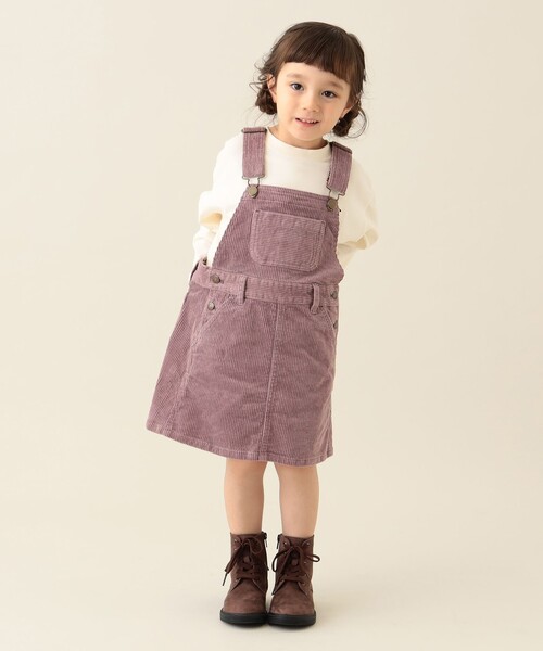 BEAMS mini（ビームスミニ）の「コーデュロイ ジャンパースカート 2024FW（90～150cm）（ワンピース・キッズ・パープル系その他4/ナチュラル・130/140/150/90/110/120/100）」の3枚目の写真