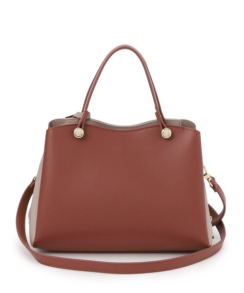 OPAQUE.CLIP（オペークドットクリップ）の「【2WAY】スムース合皮バイカラーミドルボストンバッグ（ボストンバッグ・レディース・ブラック系4/ブルー系4/レッド系6/ホワイト系9・00）」の8枚目の写真