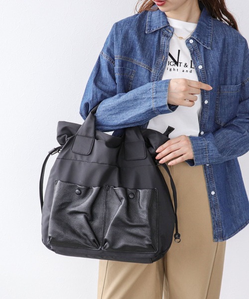 Cepica（セピカ）の「牛革×ナイロンWポケットトートバッグ（トートバッグ・レディース・ブラック・FREE）」の16枚目の写真