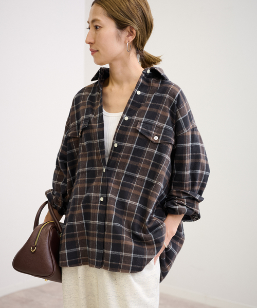 FRAMeWORK（フレームワーク）の「ネルチェックシャツ（シャツ/ブラウス・レディース・ネイビー/ブラウン・FREE）」の18枚目の写真