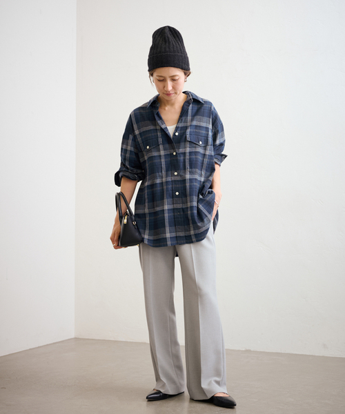 FRAMeWORK（フレームワーク）の「ネルチェックシャツ（シャツ/ブラウス・レディース・ネイビー/ブラウン・FREE）」の12枚目の写真
