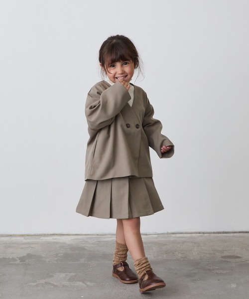 ノーカラージャケットプリーツスカートセットアップ（スーツセット