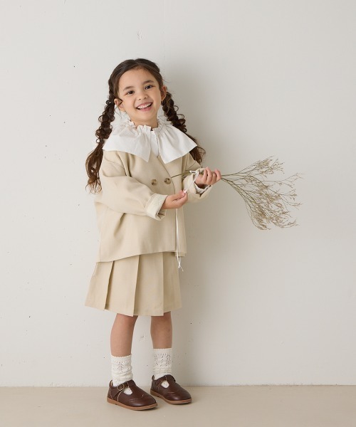 riziere（リジェール）の「ノーカラージャケットプリーツスカートセットアップ（スーツセット・キッズ・アイボリー/カーキ系/ネイビー・90/100/110/120/130/140/150）」の18枚目の写真