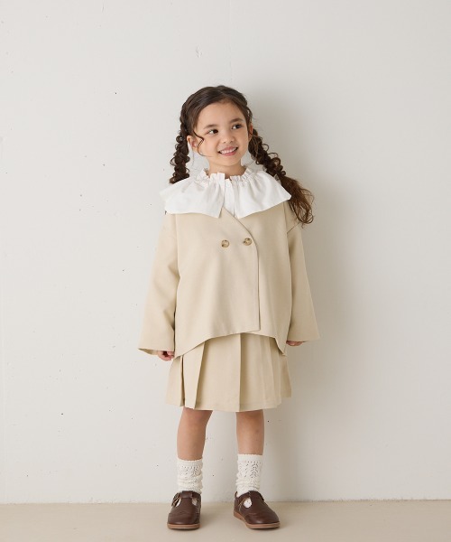 riziere（リジェール）の「ノーカラージャケットプリーツスカートセットアップ（スーツセット・キッズ・アイボリー/カーキ系/ネイビー・90/100/110/120/130/140/150）」の19枚目の写真