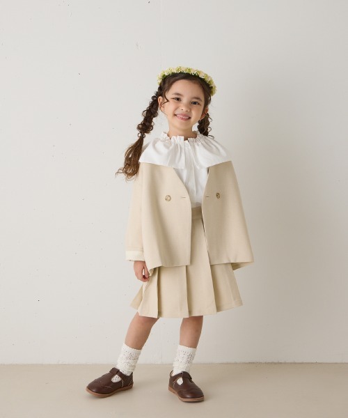 riziere（リジェール）の「ノーカラージャケットプリーツスカートセットアップ（スーツセット・キッズ・アイボリー/カーキ系/ネイビー・90/100/110/120/130/140/150）」の17枚目の写真