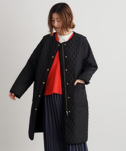grove（グローブ）の「◆雑誌掲載【洗える】2WAYロング中綿キルトコート（その他アウター・レディース・ブラック/ナチュラル・02/01/03/04/05）」の3枚目の写真