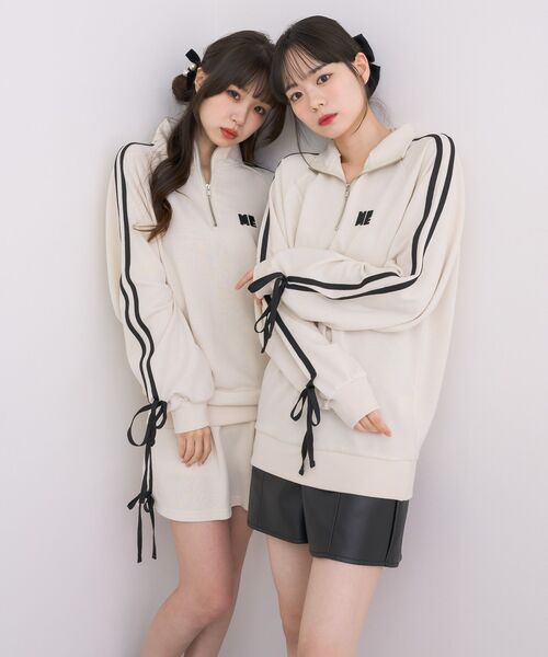 ems excite(エムズエキサイト)の「【セットアップ対応】ラインリボンZIPトレーナー(スウェット・レディース・ダークグレー/ブラック/ナチュラル・FREE)」の16枚目の写真