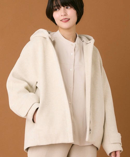 ノーカラーショートコート（7154112010） | INED (Women 