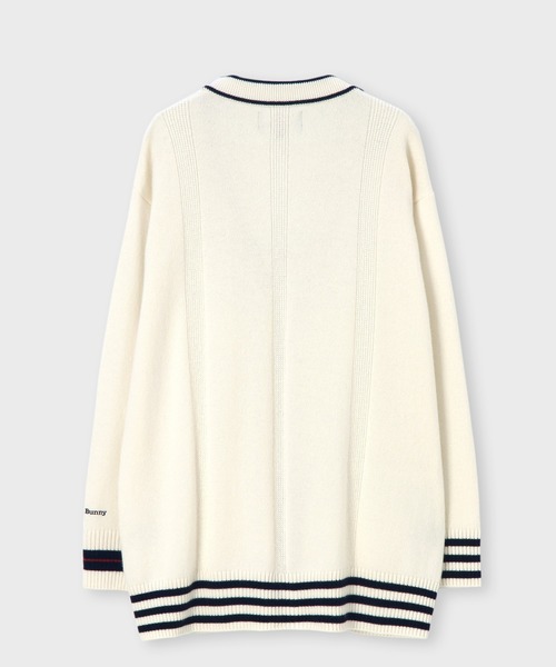 Psycho Bunny（サイコバニー）の「[WOMEN]アシンメトリーデザイン ニットカーディガン（ニット/セーター・レディース・レッド/オフホワイト・FREE）」の7枚目の写真