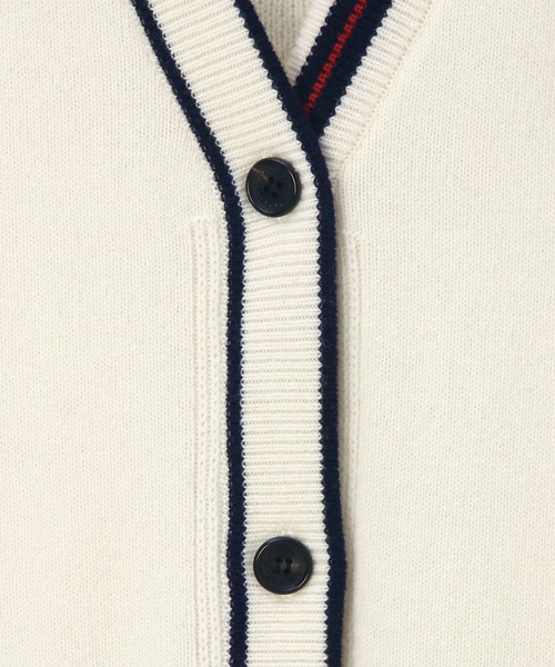 Psycho Bunny（サイコバニー）の「[WOMEN]アシンメトリーデザイン ニットカーディガン（ニット/セーター・レディース・レッド/オフホワイト・FREE）」の8枚目の写真