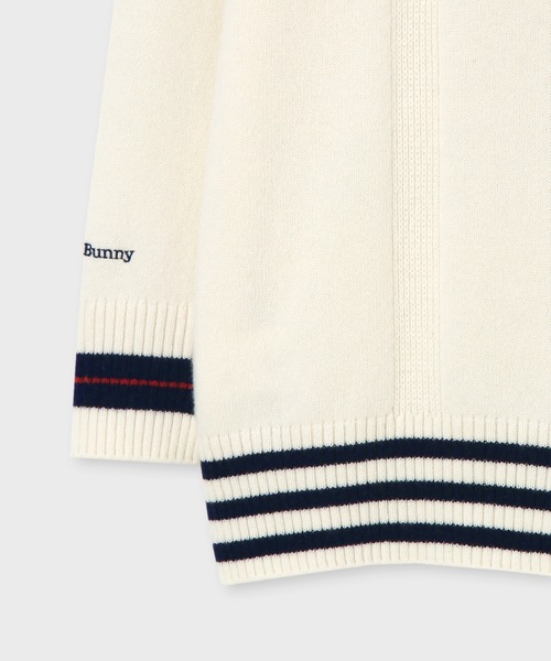 Psycho Bunny（サイコバニー）の「[WOMEN]アシンメトリーデザイン ニットカーディガン（ニット/セーター・レディース・レッド/オフホワイト・FREE）」の9枚目の写真