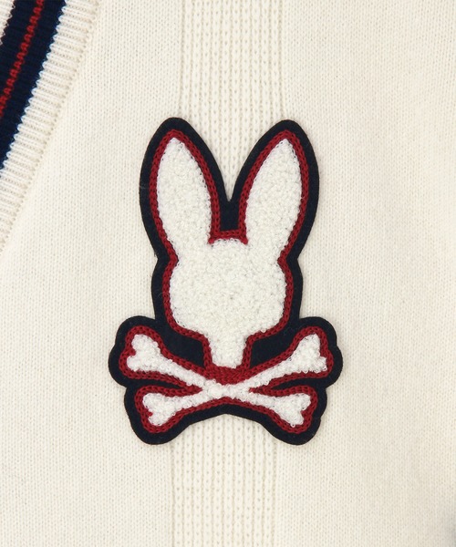 Psycho Bunny（サイコバニー）の「[WOMEN]アシンメトリーデザイン ニットカーディガン（ニット/セーター・レディース・レッド/オフホワイト・FREE）」の10枚目の写真