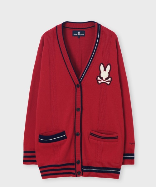 Psycho Bunny（サイコバニー）の「[WOMEN]アシンメトリーデザイン ニットカーディガン（ニット/セーター・レディース・レッド/オフホワイト・FREE）」の14枚目の写真