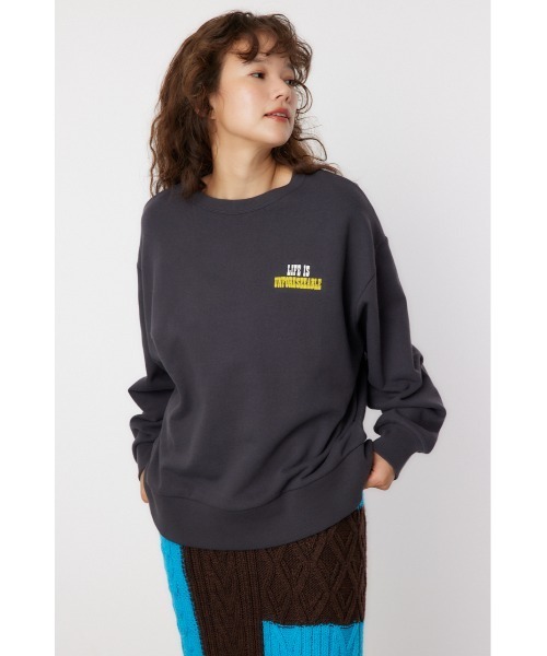 RODEO CROWNS WIDE BOWL(ロデオクラウンズワイドボウル)の「Multi Graphicスウェットトップス(スウェット・レディース・ブルー/チャコールグレー/スモークピンク/グレー×ホワイト・FREE)」の5枚目の写真