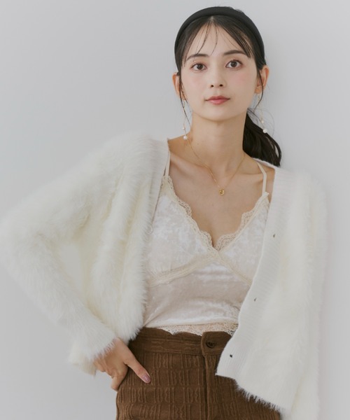 TITTY&CO.（ティティーアンドコー）の「レースキャミソール(カップ付き)（キャミソール・レディース・ブラウン/アイボリー/ブラック・FREE）」の2枚目の写真